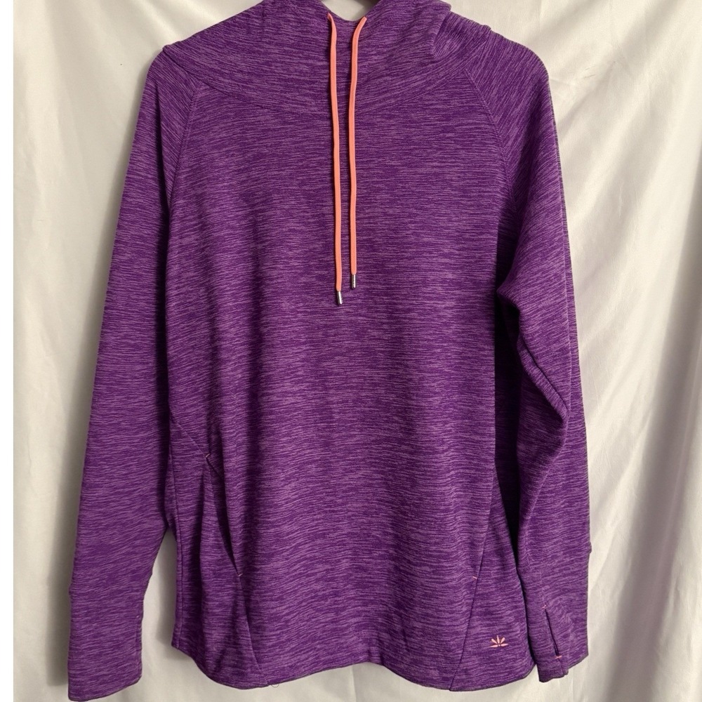 Layering Hoodie Womens Athleisure M Purple‎ Space Dye Thumbhole Pullover Yoga